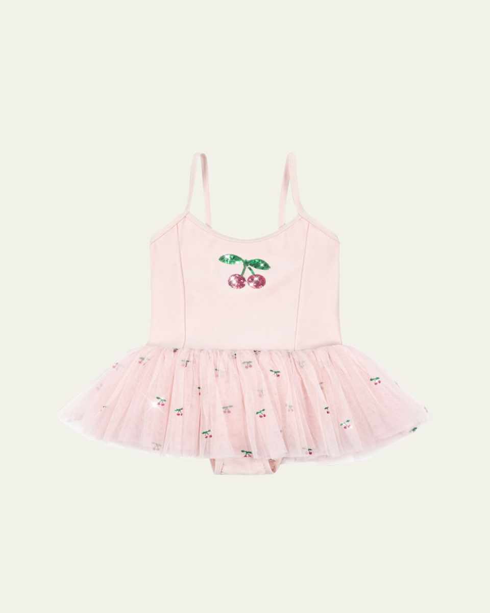Girl's Marina Cherry-Print Tutu Dress, Size 9M-6